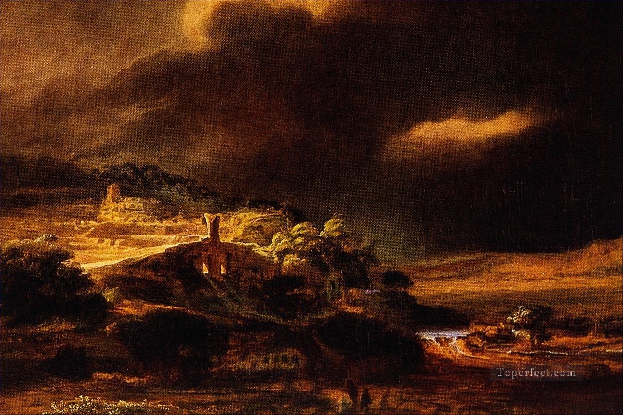 Paisaje tormentoso Rembrandt Pintura al óleo
